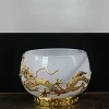 1.webp Ink White Jade Colored Glaze Chinese Chawan Tea Cup Inlaid with Golden Dragon