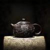 1-23.jpg Vintage Handmade Chinese Dragon Teapot Crafted From Black Gold Sand Clay With Carving Dragon Pattern