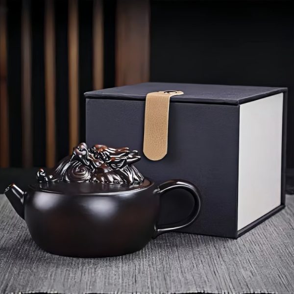 1-27.jpg Vintage Traditional Purple Pottery Dragon Teapot Shaped Like A Dragon Head With Twist Design