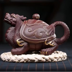 1-31.jpg Unique Gilding Dragon Turtle Shaped Teapot with Dragon Ball Twist Made from Yixing Purple Clay