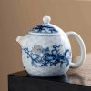 1-4-2.jpg Vintage Blue And White Porcelain Chinese Dragon Egg Shaped Teapot With Gold And Silver Inlay