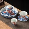 Graceful Traditional Luxury Chinese Blue and White Porcelain Antique Wave Tea Set