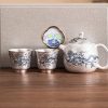 1-73.jpg Antique Elegant Gilt Silver Tea Sets with Blue and White Porcelain Exclusive Dragon Pattern