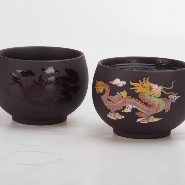 1-8-1.jpg Sleek Color Changing Chinese Dragon and Phoenix Pattern Yixing Purple Clay Tea Cup