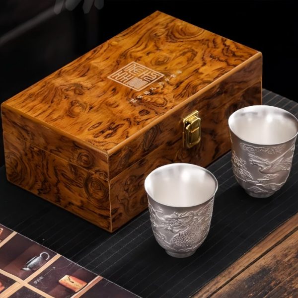 1-9.jpg Exquisite Embossed Fire-breathing Dragon Sterling Silver Vintage Chinese Ceramic Tea Cup