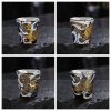 Best Sterling Silver Interior Four Auspicious Beasts Themed Ceramic Gaiwan Set