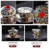 Best Sterling Silver Interior Four Auspicious Beasts Themed Ceramic Gaiwan Set