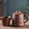 Authentic Hand-carved Yixing Purple Clay Dragon Tea Cup Mug with Infuser