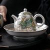2-11-1.jpg Antique Chinese Green Dragon Silver Gilded Porcelain Pear-Shaped Teapot