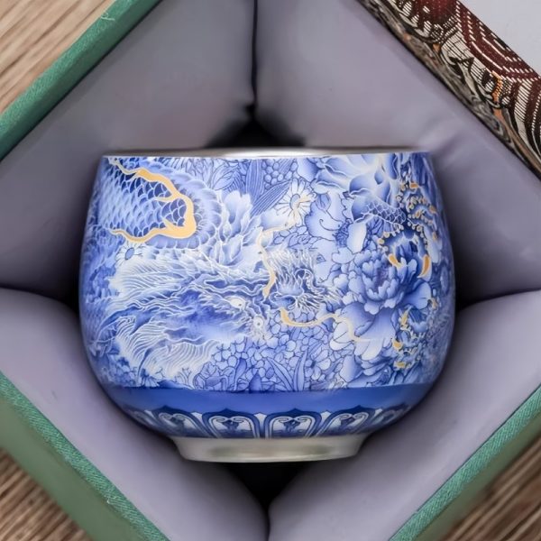 2-12.jpg Sterling Silver Vintage Chinese Porcelain Tea Cup With Dragon and Peony