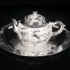 2-44.jpg Vintage Opulent Silver Chinese Dragon and Phoenix Refined Gongfu Tea Pot Set