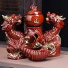 2-45.jpg Vintage Exquisite Ceramic Opulent Red Double Dragon Gilding Tea Set