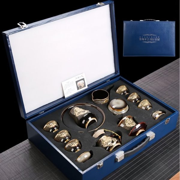 2-51.jpg Authentic Vintage Kiln Change Chinese Porcelain Gongfu Tea Pot Set with Majestic Dragon Pattern