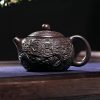 3-20.jpg Vintage Handmade Chinese Dragon Teapot Crafted From Black Gold Sand Clay With Carving Dragon Pattern