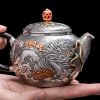 3-21.jpg Antique Enamel Color Handcraft Sterling Silver Dragon Teapot With Carving Dragon And Phoenix Pattern