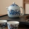 3-3-2.jpg Vintage Blue And White Porcelain Chinese Dragon Egg Shaped Teapot With Gold And Silver Inlay