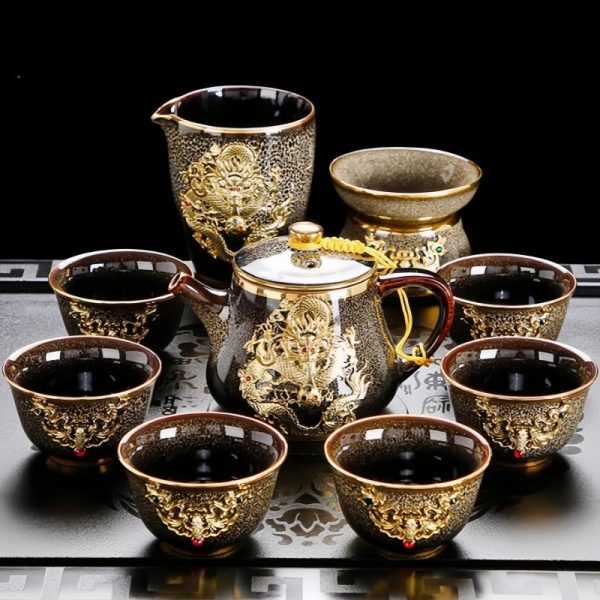 3-46.jpg Authentic Vintage Kiln Change Chinese Porcelain Gongfu Tea Pot Set with Majestic Dragon Pattern