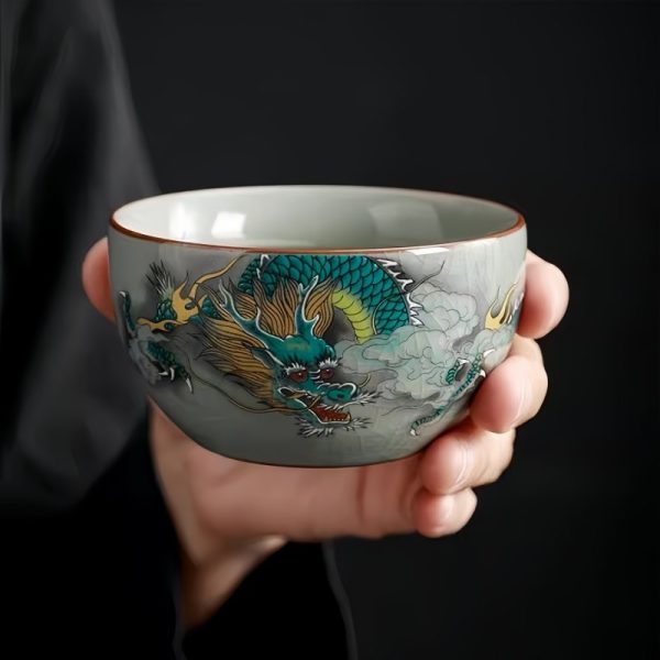 4-13.jpg Antique Green Dragon Traditional Cracked Ceramic Chinese Gongfu Chawan Tea Cup
