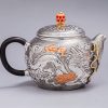 4-20.jpg Antique Enamel Color Handcraft Sterling Silver Dragon Teapot With Carving Dragon And Phoenix Pattern