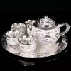 4-37.jpg Vintage Opulent Silver Chinese Dragon and Phoenix Refined Gongfu Tea Pot Set