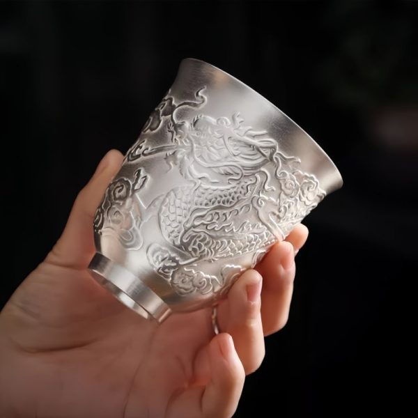 4-7.jpg Exquisite Embossed Fire-breathing Dragon Sterling Silver Vintage Chinese Ceramic Tea Cup