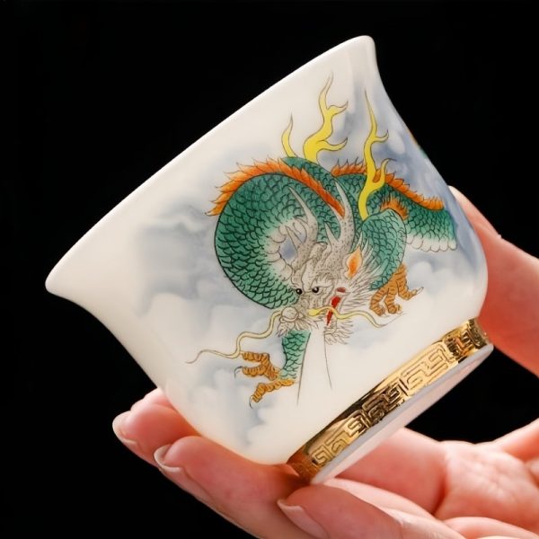 4-9.jpg Year Of The Dragon Hand Painted Iced White Porcelain Dragon Tea Cup