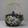 44-Fl-Oz-Gold-Dragon-and-Silver-Cloud-Antique-Asian-Cat-Iron-Teapot-1.jpg Antique Asian Gold Dragon and Silver Clouds Cast Iron Tetsubin Teapot