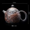 5-10-1.jpg Handmade Vintage Black Clay Pottery Chinese Dragon Egg Teapot With Relief Detailing