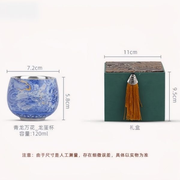 5-10.jpg Sterling Silver Vintage Chinese Porcelain Tea Cup With Dragon and Peony