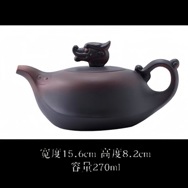 5-15.jpg Antique Purple Clay Dragon Teapot Set With Dragon Head Lid And Dragon Boat Design