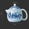 5-4-1.jpg Vintage Blue And White Porcelain Chinese Dragon Egg Shaped Teapot With Gold And Silver Inlay