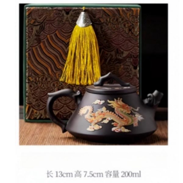 5-5-1.jpg Yixing Purple Clay Antique Dragon Teapot With Color Changing Pattern Stone Gourd Design