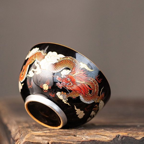 5-6-1.jpg Year of The Dragon Elegant Black Glaze Hand Painted Red Dragon Chinese Ceramic Tea Cup