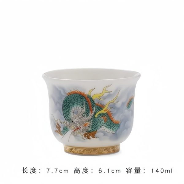 5-9.jpg Year Of The Dragon Hand Painted Iced White Porcelain Dragon Tea Cup