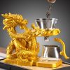 Glass Teapot with Gold Dragon Design and Stainless Steel Infuser