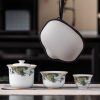 Antique Compact Ceramic Green Dragon Theme Travel Tea Set with Portable Bag