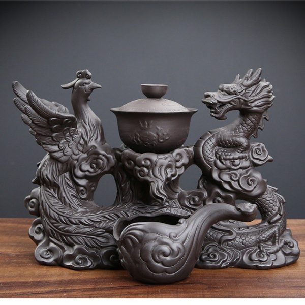 9-1.jpg Delicate Vintage Porcelain Phoenix and Dragon Pattern Semi-Automatic Lazy Tea Set