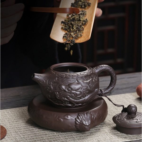 Chinese-Antique-Yixing-Zisha-Year-Of-The-Dragon-Teapot-And-Tea-Boat-Set-Relief-Auspicious-Dragon-Pattern-7.jpg Chinese Antique Yixing Zisha Dragon Teapot With Relief Auspicious Dragon Pattern