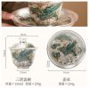 150ml Fine Silver Glaze Mighty Green Dragon Porcelain Gaiwan Teapot