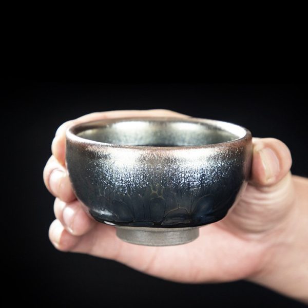 Golden-Gilded-Dragon-and-Fish-Jian-Zhan-Pottery-Tea-Cup-3.jpg Inlaid Golden Dragon Classic Tenmoku Jian Zhan Pottery Tea Cup