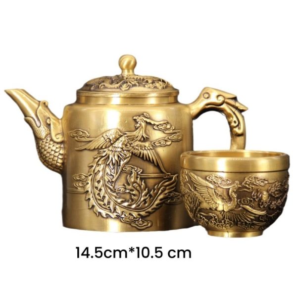 Luxurious-Embossed-Dragon-with-Phoenix-Brass-Teapots-Antique-for-Sale-2.jpg Luxurious Antique Brass Teapot with Embossed Dragon and Phoenix Lid for Sale