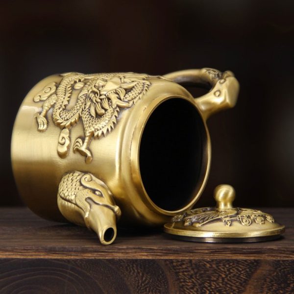 Luxurious-Embossed-Dragon-with-Phoenix-Brass-Teapots-Antique-for-Sale-4.jpg Luxurious Antique Brass Teapot with Embossed Dragon and Phoenix Lid for Sale