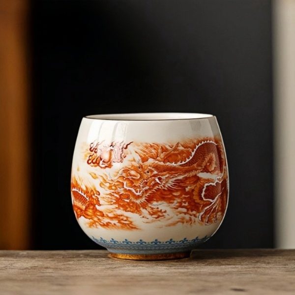 a-12-1.jpg Alum Red Underglaze Color Hand-painted Dragon Chinese Dragon Tea Cup