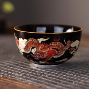 a-15.jpg Year of The Dragon Elegant Black Glaze Hand Painted Red Dragon Chinese Ceramic Tea Cup