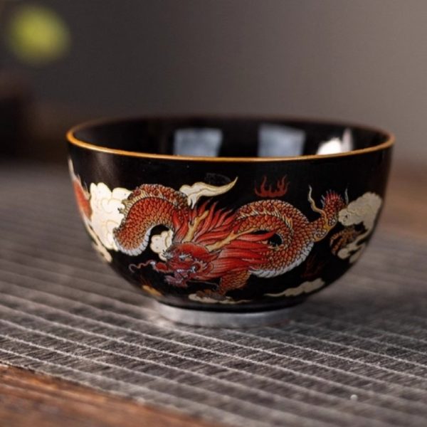 a-15.jpg Year of The Dragon Elegant Black Glaze Hand Painted Red Dragon Chinese Ceramic Tea Cup