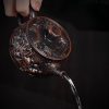 Large Capacity Antique Chinese Purple Pottery Dragon Teapot Exquisitely Carved Dragon Finish