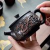 b-25.jpg Rarely Vintage Purple Pottery Gongfu Tea Ceremony Dragon Teapot With Black Dragon And Phoenix Design
