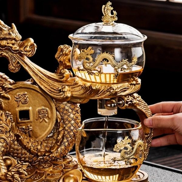 b-27.jpg Vintage Luxury Lazy Glass Semi-Automatic Best Chinese Gold Dragon Gongfu Tea Cup Set