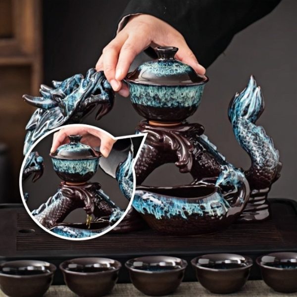 b-30.jpg Refined Chinese Blue Dragon Kiln Change Antique Semi-Automatic Gongfu Tea Cup Set