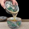 b-6-1.jpg Hand Drawn Porcelain Ink Color Green Dragon Kung Fu Tea Cup